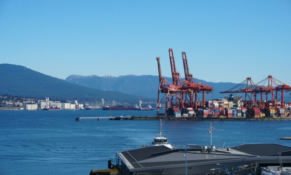 landscape photo of a containers on a lake