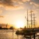 sailboat in dock during golden hour