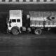 a black and white photo of a truck