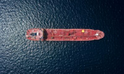 aerial photography of tanker ship