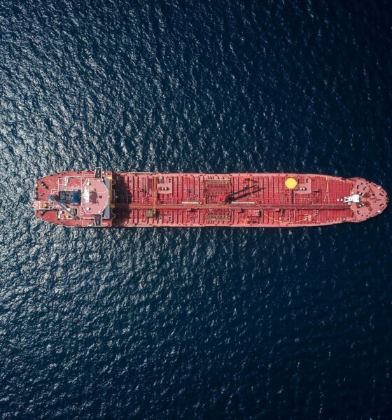 aerial photography of tanker ship